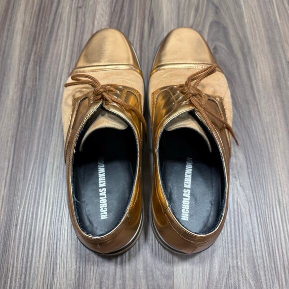 Fabulous Nicholas Kirkwood Gold Suede Luxury Sneaker 41 - Picture 3 of 9